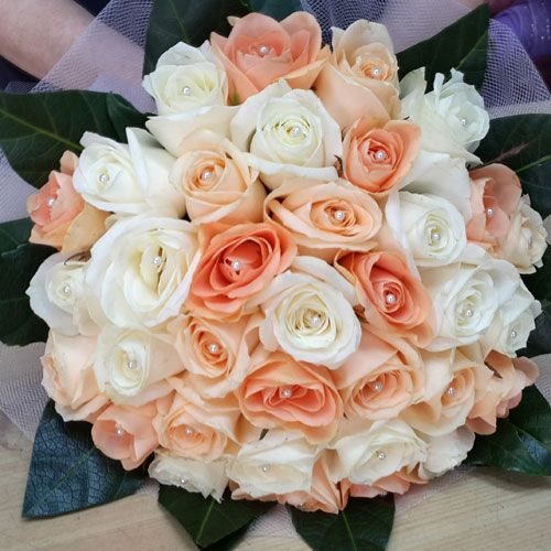 צרור ורדים לבן אפרסק - פלורנס