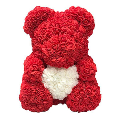 דובי סול אדום עם לב לבן 40 ס"מ - פרחי עירית