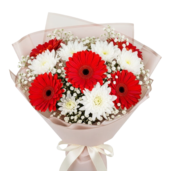 זר אדום לבן | 242 - פרחי לב - כרמיאל