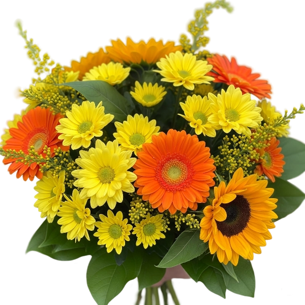 זר בגוונים חמים | 207  - פרחי לב - כרמיאל